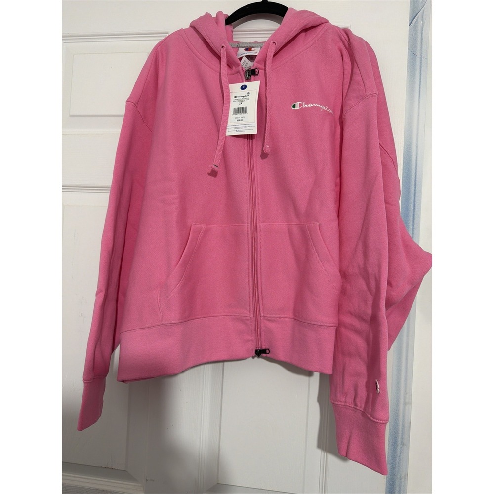 Champion Womens Fleece Zip-Up Sweatshirt Pink 2X XXL CPW253JK04078
